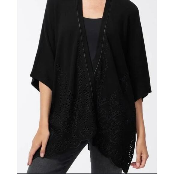 Chico’s Embroidered Eyelet sweater Ruana size SM - Picture 3 of 13